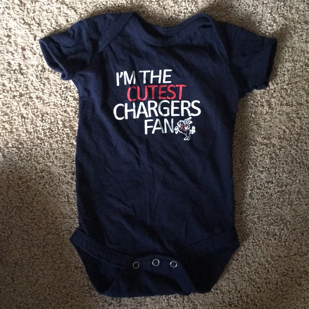 6 month Chargers onesie